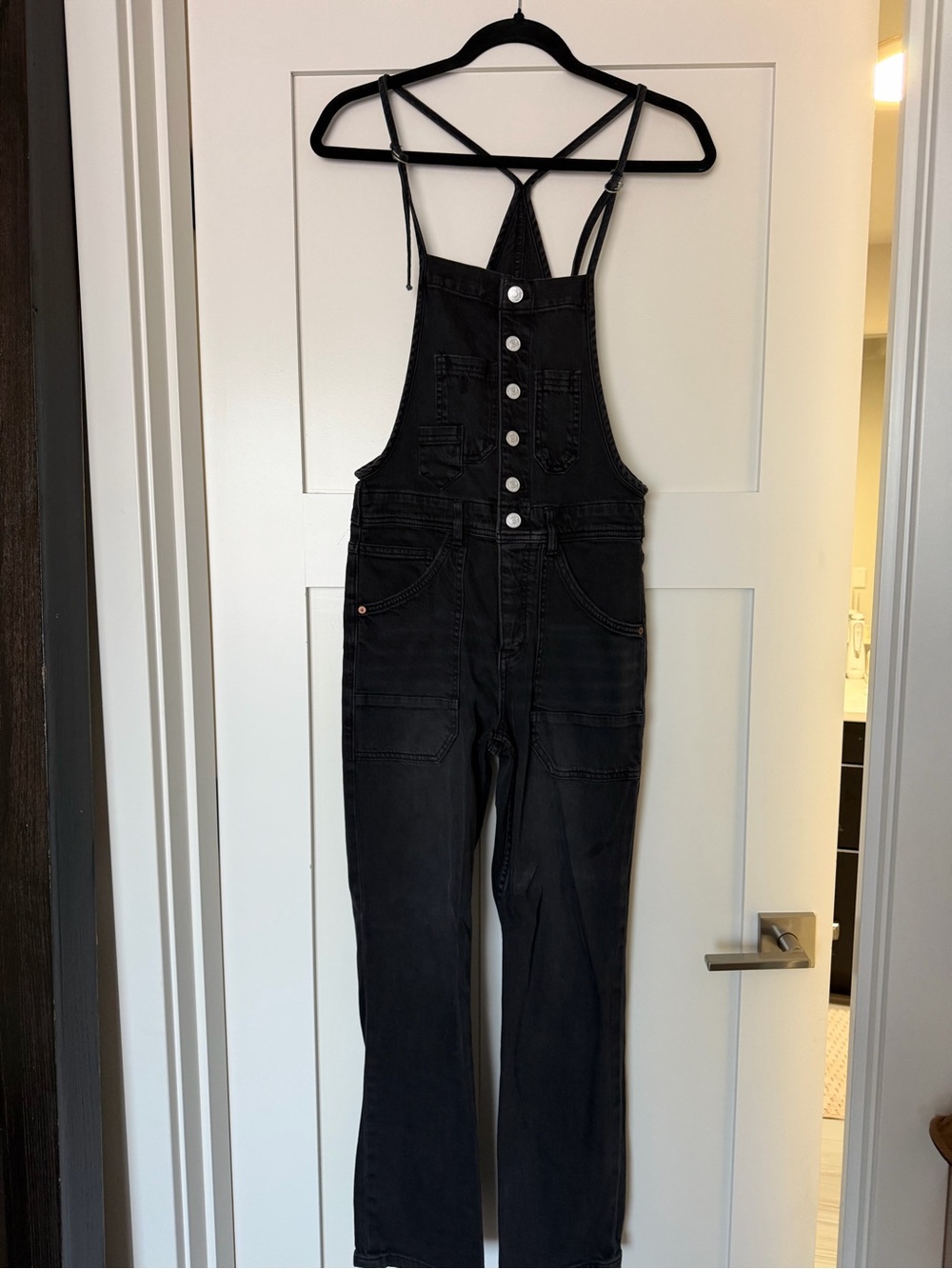 Anthropologie Pilcro Black Denim Women's Overalls Jumpsuit